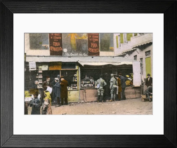 Framed Print : WW1 - Thessaloniki, Greece - Poor Shops do good business Framed Print : WW1 - Thessaloniki, Greece - Poor Shops do good business