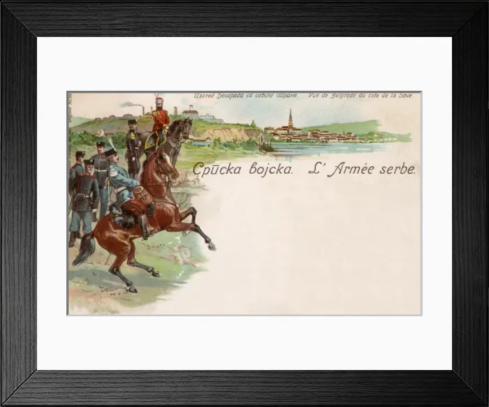 Framed Print : The Serbian Army and a View of Belgrade - Souvenir Postcard Framed Print : The Serbian Army and a View of Belgrade - Souvenir Postcard