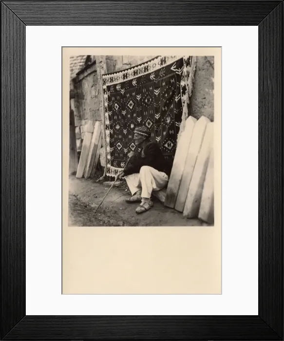 Framed Print : Turkish carpet seller amid tombstones Framed Print : Turkish carpet seller amid tombstones