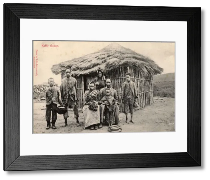 Framed Print : South Africa Family outside their simple homestead Framed Print : South Africa Family outside their simple homestead