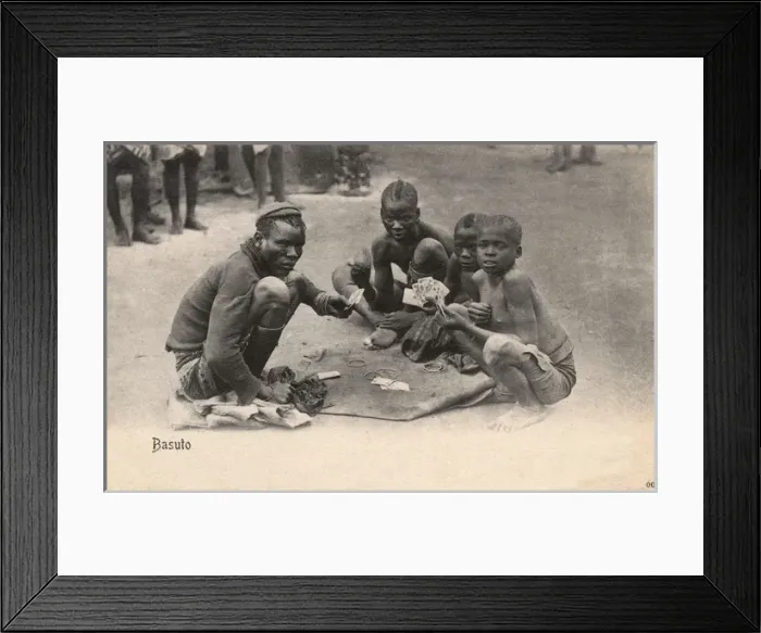 Framed Print : South Africa - Sotho Boys play cards for arm bangles Framed Print : South Africa - Sotho Boys play cards for arm bangles