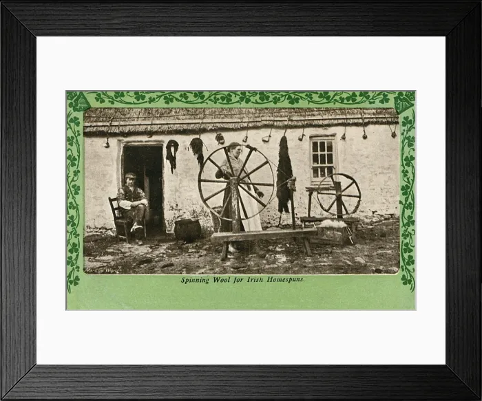 Framed Print : Spinning wool for Irish Homespuns - Northern Ireland Framed Print : Spinning wool for Irish Homespuns - Northern Ireland