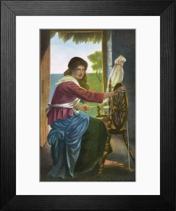 Framed Print : Irish Girl at her spinning wheel Framed Print : Irish Girl at her spinning wheel