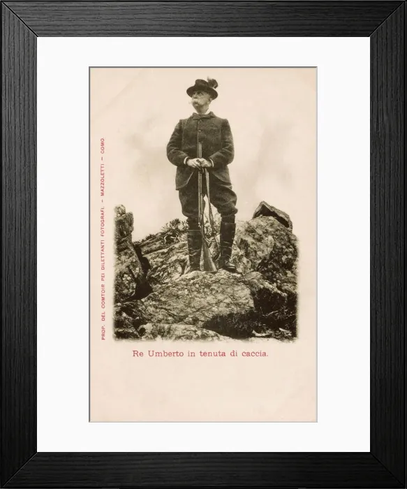 Framed Print : King Umberto I of Italy out hunting on his Tyrolean Estates Framed Print : King Umberto I of Italy out hunting on his Tyrolean Estates