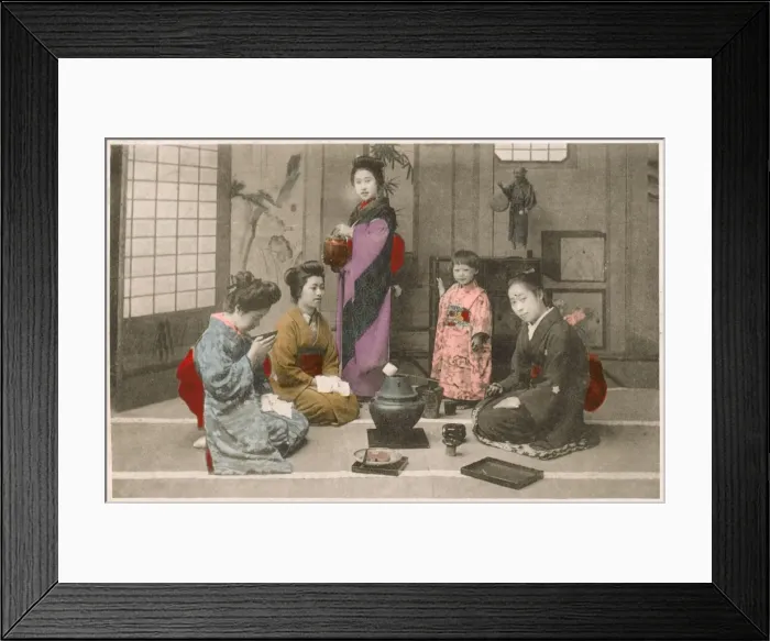 Framed Print : Japan - Women (and a child) share tea and food Framed Print : Japan - Women (and a child) share tea and food