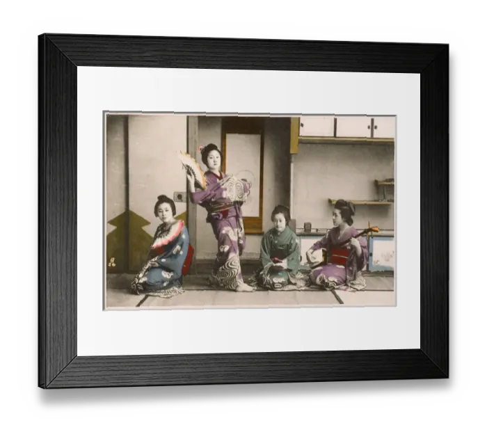 Framed Print : Japan - Women dancing and playing musical instruments Framed Print : Japan - Women dancing and playing musical instruments