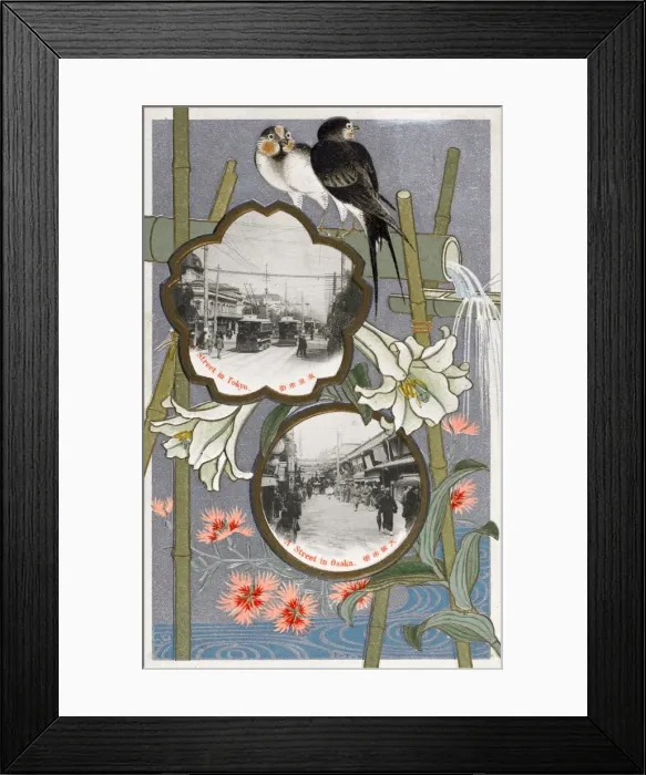 Framed Print : Japan - A street in Tokyo and a street in Osaka - decorative Framed Print : Japan - A street in Tokyo and a street in Osaka - decorative