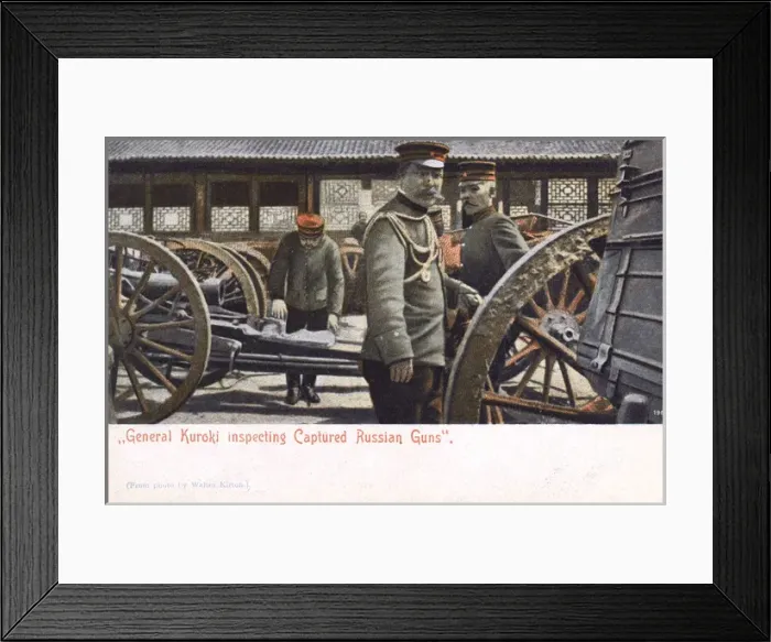 Framed Print : Russo-Japanese War - General Kuroki inspecting captured guns Framed Print : Russo-Japanese War - General Kuroki inspecting captured guns