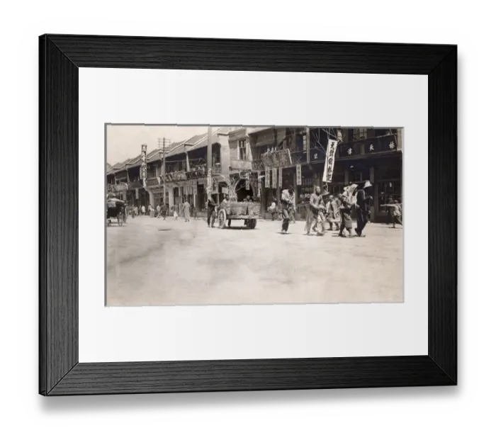 Framed Print : Zhenjiang, China - Labourer pull cart of rocks - street