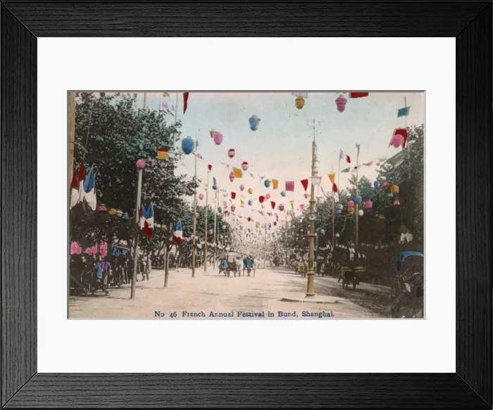 Framed Print : Annual French Festival - flags along Bund, Shanghai, China Framed Print : Annual French Festival - flags along Bund, Shanghai, China