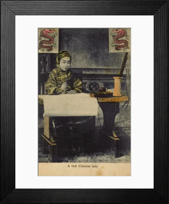 Framed Print : A wealthy Chinese lady writing Framed Print : A wealthy Chinese lady writing