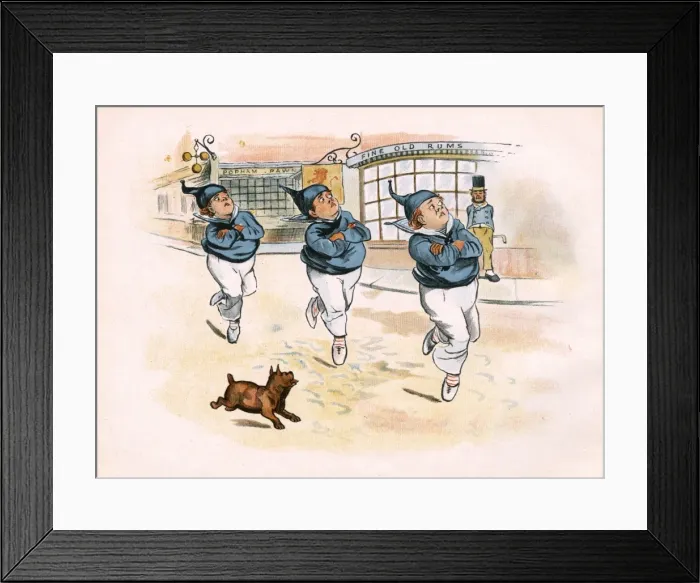 Framed Print : Three schoolboys run away from school in nautical disguise