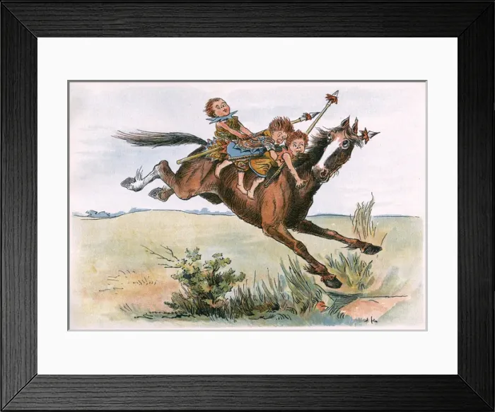 Framed Print : Three boys escape on a mustang Framed Print : Three boys escape on a mustang
