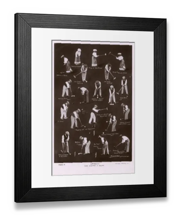 Framed Print : Croquet - postcard illustrating side strokes and drives Framed Print : Croquet - postcard illustrating side strokes and drives