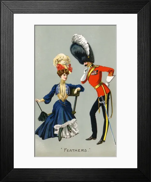 Framed Print : Officer of the British Guards admires a young lady Framed Print : Officer of the British Guards admires a young lady
