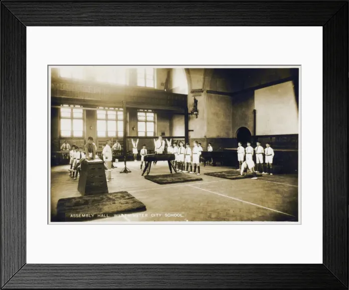 Framed Print : Assembly Hall - Westminster City School - Gym Lesson Framed Print : Assembly Hall - Westminster City School - Gym Lesson