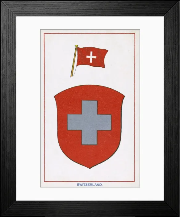 Framed Print : The Shield and National flag of Switzerland Framed Print : The Shield and National flag of Switzerland