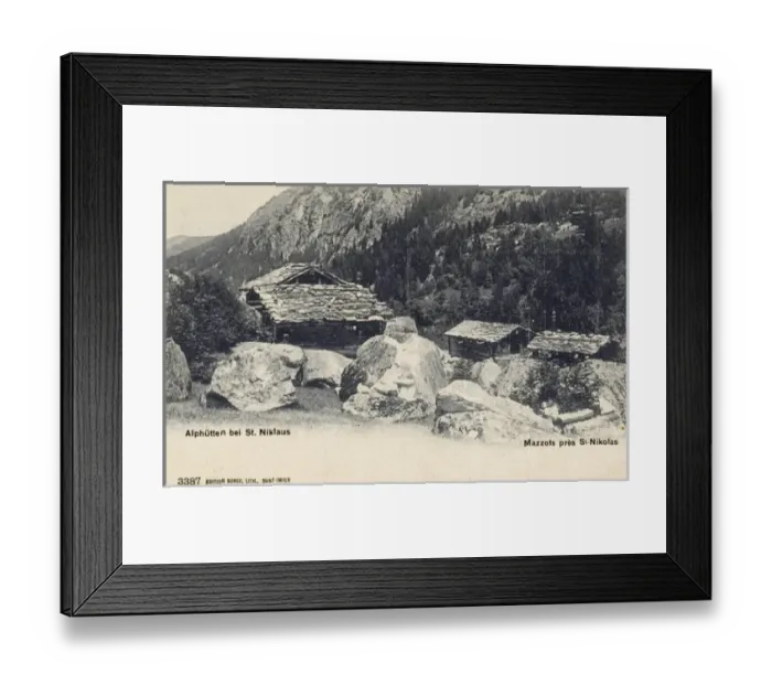 Framed Print : Wooden Alpine huts near to St. Niklaus, Switzerland Framed Print : Wooden Alpine huts near to St. Niklaus, Switzerland