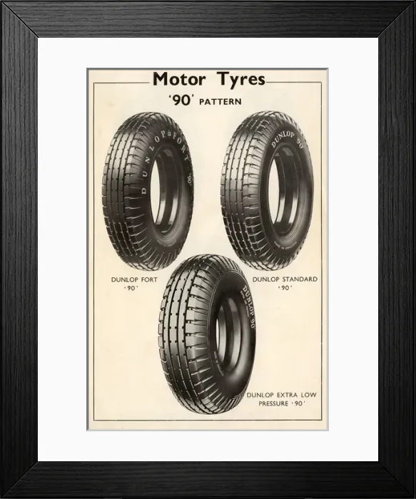 Framed Print : Motor Tyres 90 Pattern - Dunlop - Three styles Framed Print : Motor Tyres 90 Pattern - Dunlop - Three styles