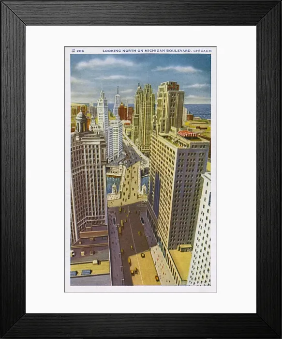 Framed Print : Chicago, USA - Looking North on Michigan Boulevard Framed Print : Chicago, USA - Looking North on Michigan Boulevard