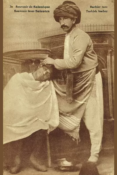 Turkish Barber at Thessaloniki, Greece
