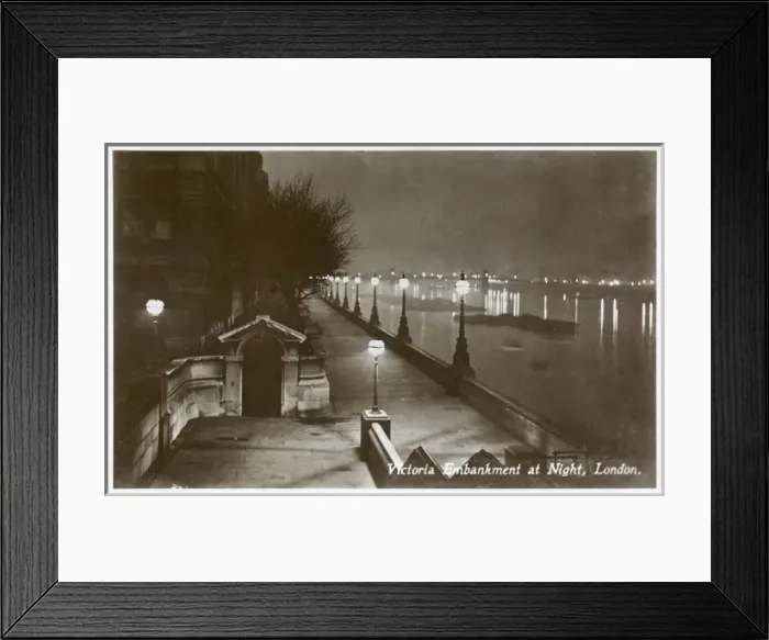 Framed Print : Victoria Embankment at night - London, England Framed Print : Victoria Embankment at night - London, England