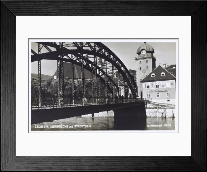 Framed Print : Austria - Leoben - Murbrucke and Stadtturm Framed Print : Austria - Leoben - Murbrucke and Stadtturm