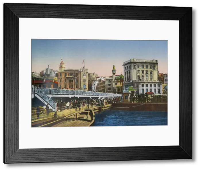 Framed Print : Constantinople - Karakoy scene - Galata Bridge Framed Print : Constantinople - Karakoy scene - Galata Bridge