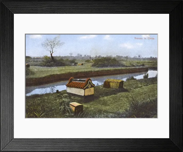 Framed Print : China - graves alongside a waterway Framed Print : China - graves alongside a waterway