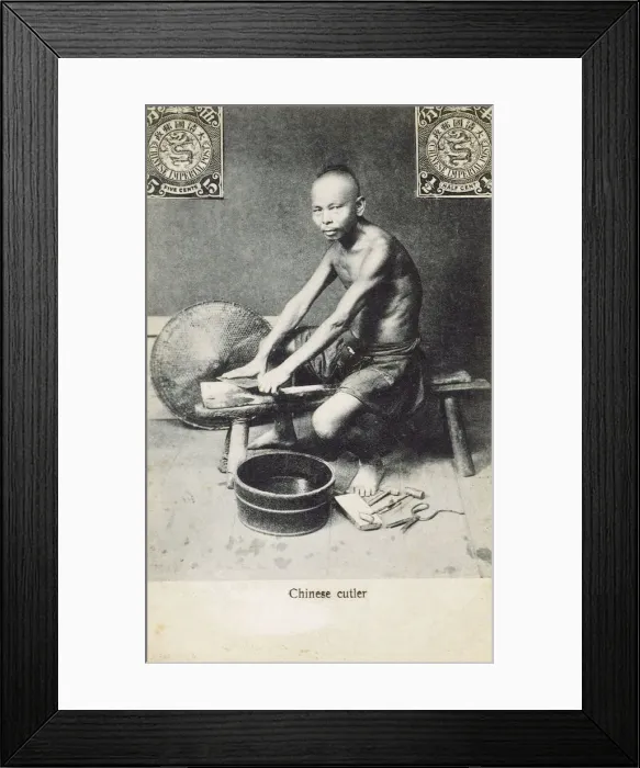 Framed Print : China - A Chinese cutler, sharpening a Chinese Cleaver Framed Print : China - A Chinese cutler, sharpening a Chinese Cleaver