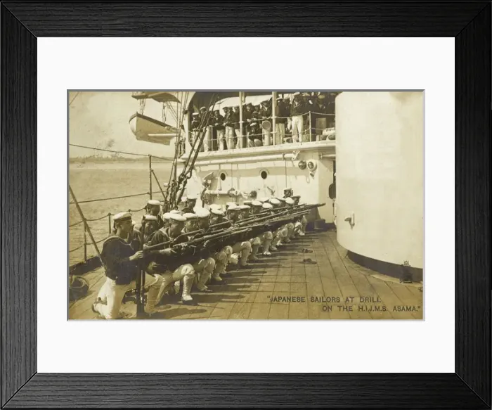 Framed Print : Japan - Drill for Japanese Sailors on deck of HIJMS Asama