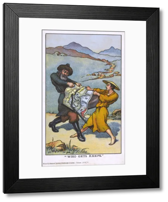 Framed Print : Russo-Japanese War - tussle over the map Framed Print : Russo-Japanese War - tussle over the map