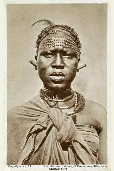 Shilluk Girl bearing extensive traditional scarfication