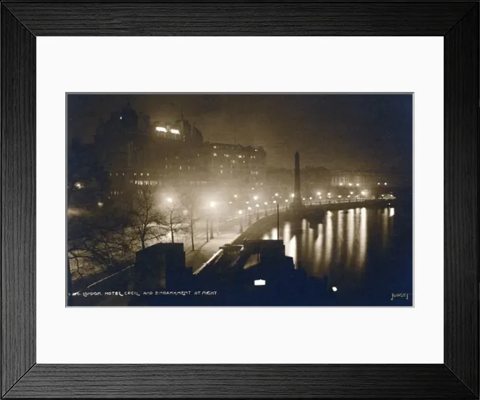 Framed Print : Hotel Cecil and Embankment, London - at night Framed Print : Hotel Cecil and Embankment, London - at night