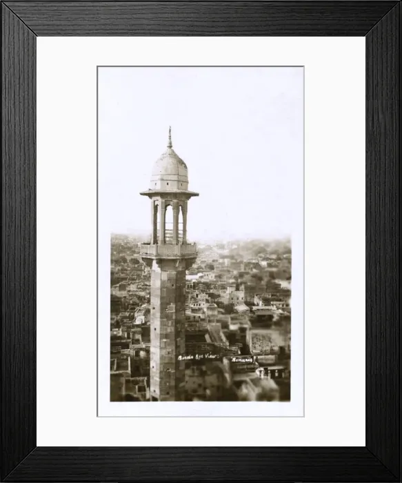 Framed Print : Birdss eye view of the rooftops (and a minaret), Benares Framed Print : Birdss eye view of the rooftops (and a minaret), Benares