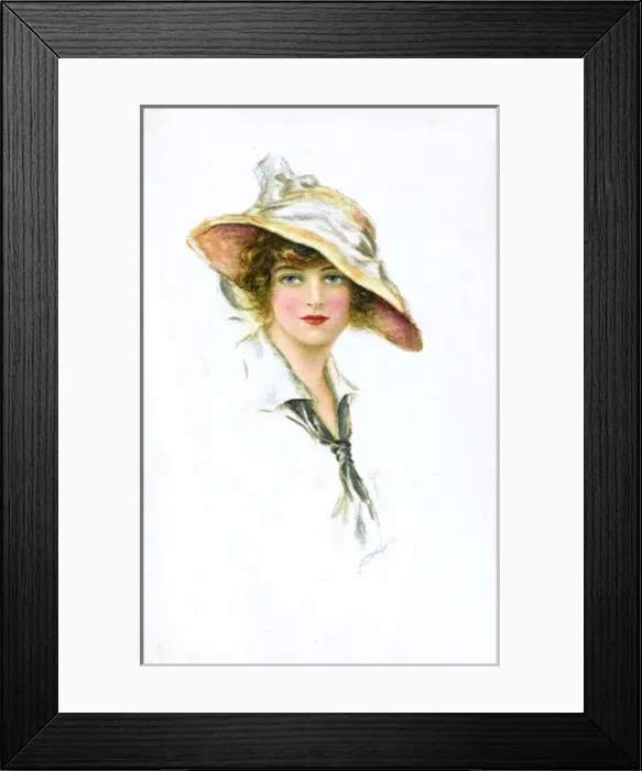 Framed Print : Portrait of an American girl in a large floppy hat Framed Print : Portrait of an American girl in a large floppy hat