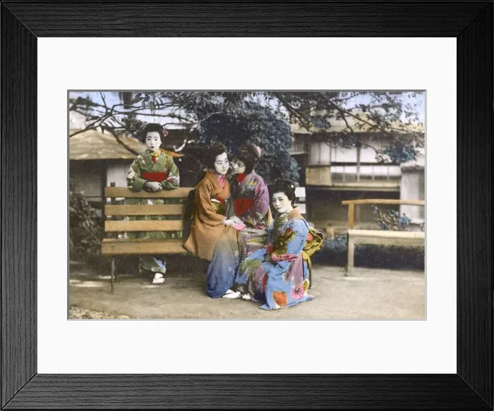 Framed Print : Japan - A group of friendly Geisha Girls Framed Print : Japan - A group of friendly Geisha Girls