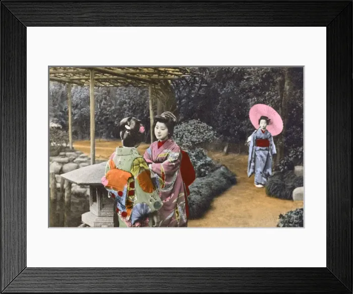 Framed Print : Japan - A group of friendly Geisha Girls Framed Print : Japan - A group of friendly Geisha Girls