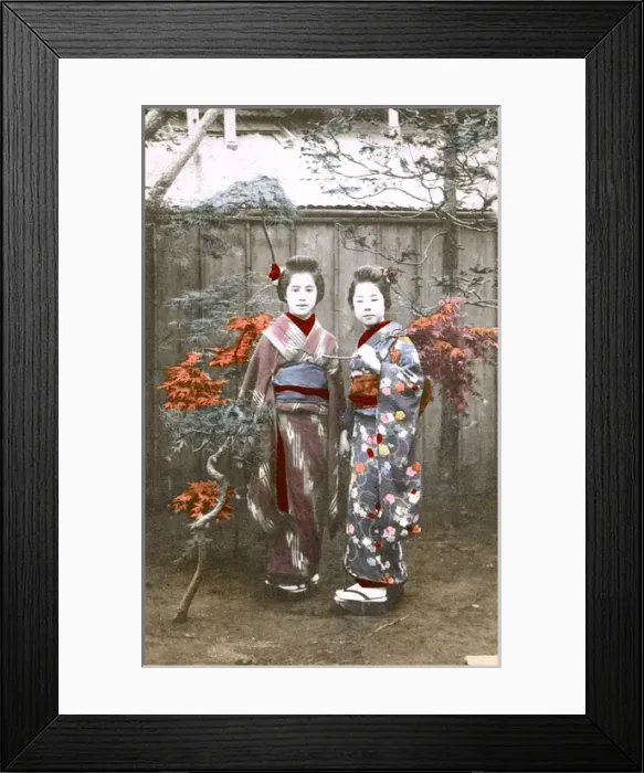 Framed Print : Japan - A pair of friendly Geisha Girls Framed Print : Japan - A pair of friendly Geisha Girls