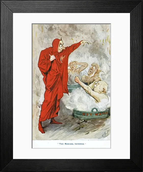 Framed Print : Joseph Chamberlain as Mephistopheles boiling Radicals Framed Print : Joseph Chamberlain as Mephistopheles boiling Radicals
