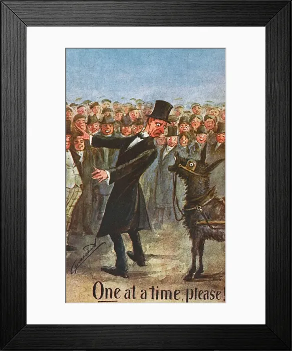 Framed Print : Joseph Chamberlain answering his critics - Satirical cartoon Framed Print : Joseph Chamberlain answering his critics - Satirical cartoon