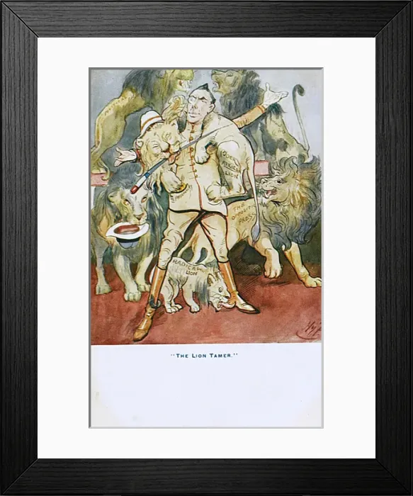 Framed Print : Joseph Chamberlain as a Lion Tamer Framed Print : Joseph Chamberlain as a Lion Tamer