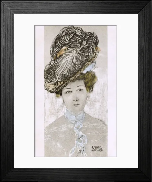 Framed Print : Raphael Kirchner - Portrait of a smart lady with high hat Framed Print : Raphael Kirchner - Portrait of a smart lady with high hat