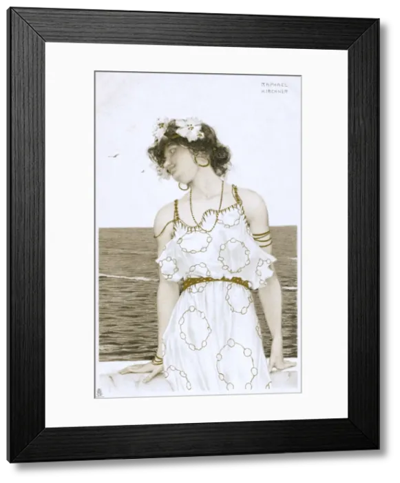 Framed Print : Raphael Kirchner - Art Nouveau lady by the sea Framed Print : Raphael Kirchner - Art Nouveau lady by the sea