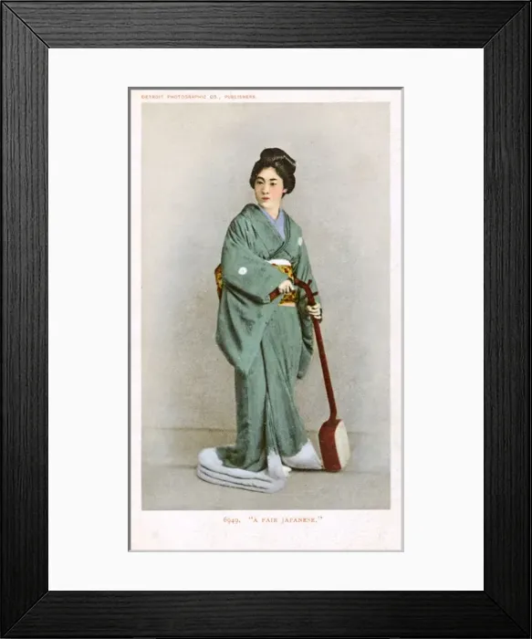 Framed Print : Japanese woman holding a shamisen Framed Print : Japanese woman holding a shamisen