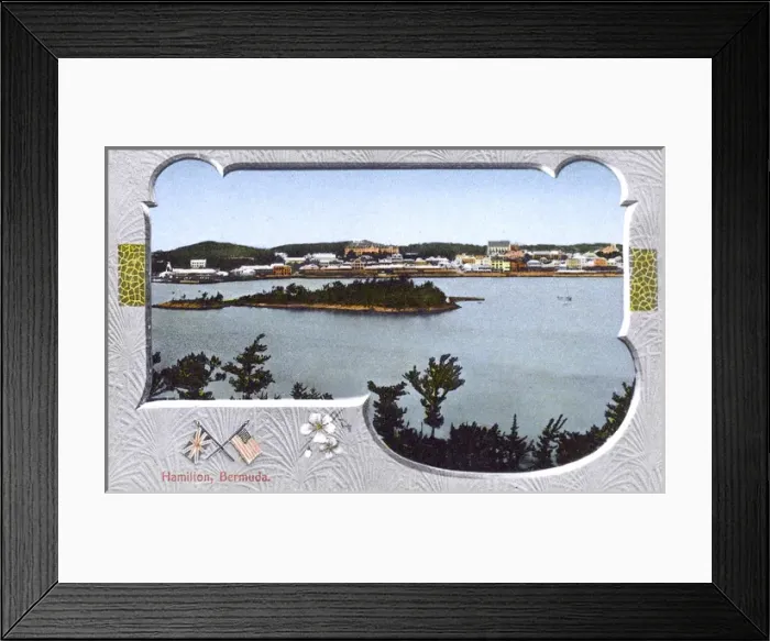 Framed Print : Hamilton, Bermuda - Panoramic view with decorative surround Framed Print : Hamilton, Bermuda - Panoramic view with decorative surround