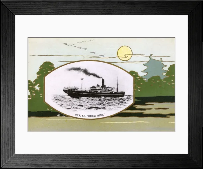 Framed Print : N. Y. K. S. S. Hakone Maru - set within decorative border Framed Print : N. Y. K. S. S. Hakone Maru - set within decorative border