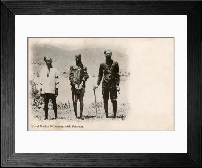 Framed Print : Native Policemen, Natal, South Africa and their prisoner Framed Print : Native Policemen, Natal, South Africa and their prisoner