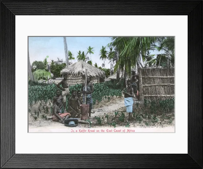 Framed Print : Scene in Kaffir Kraal (village settlement), Zululand Framed Print : Scene in Kaffir Kraal (village settlement), Zululand