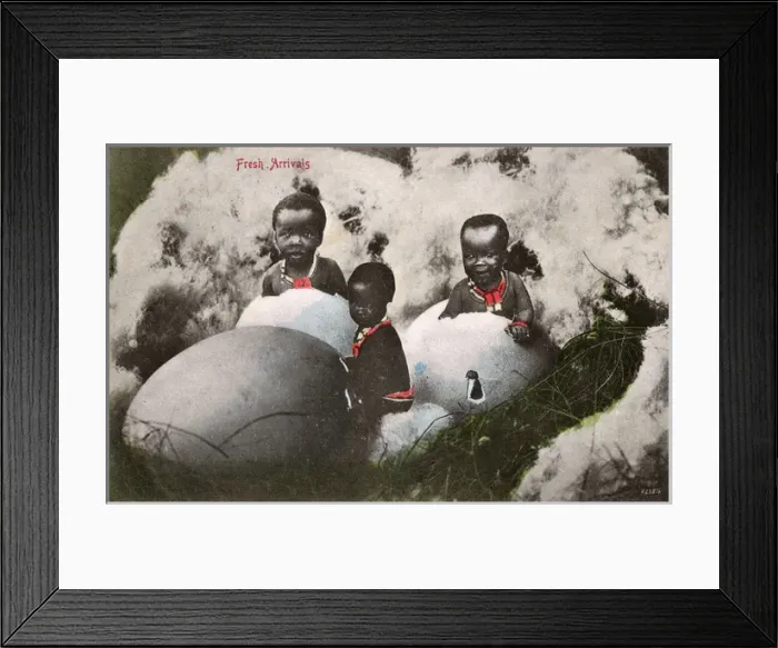 Framed Print : Zulu children arriving out of giant eggs